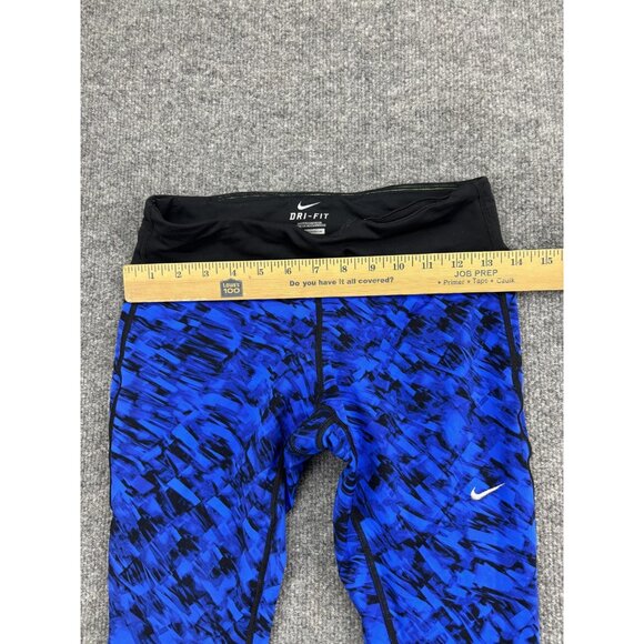 Nike Pants Womens Small Blue Black Dri Fit Running Capri Leggings Athletic - Picture 4 of 7